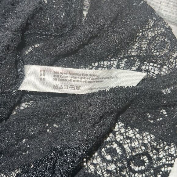 Free People Textured Pucker Up Lace Peplum Sleeveless Top Sheer Black sz s - Picture 8 of 8